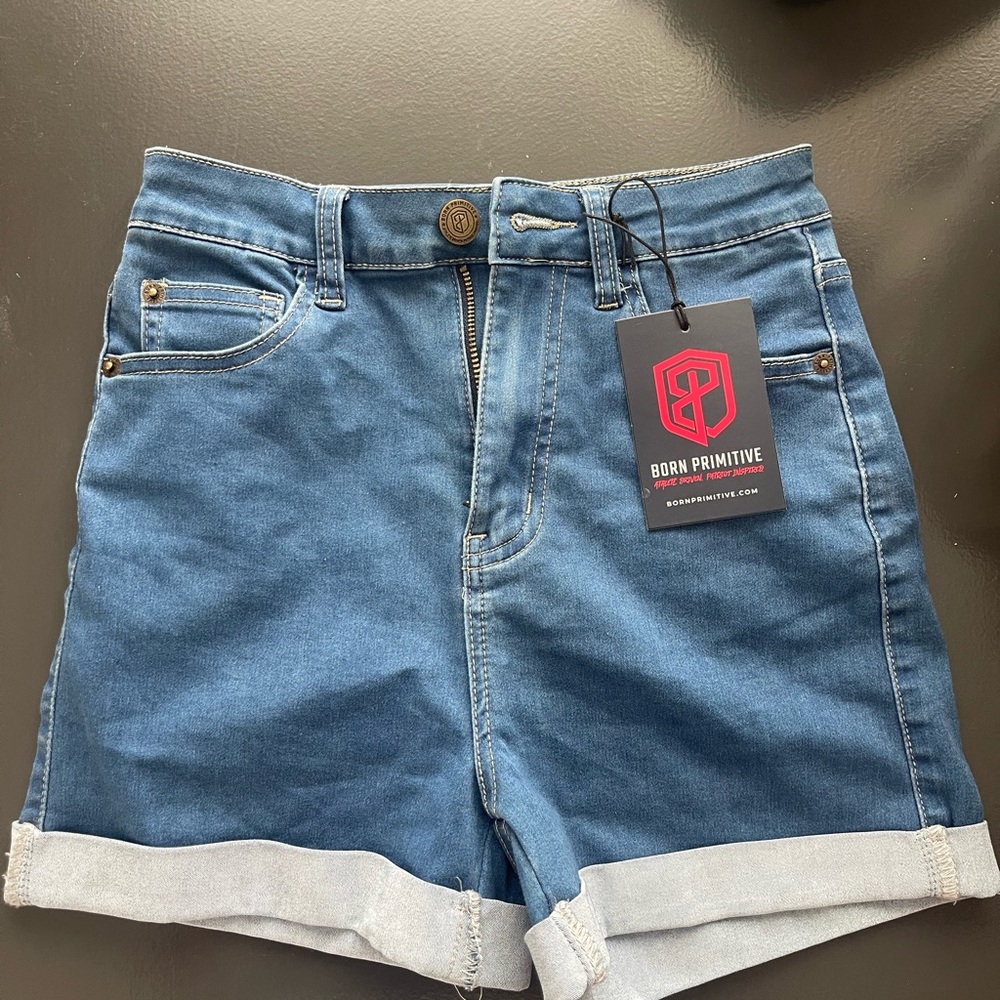 Born Primitive Flex stretchy mom Shorts High-Waisted Cuffed